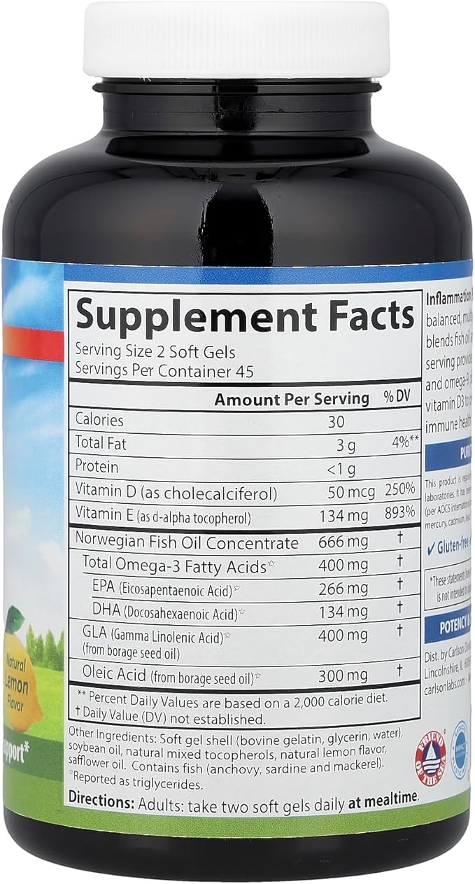 Carlson Labs Inflammation Balance Multi Nutrients 90 Softgels