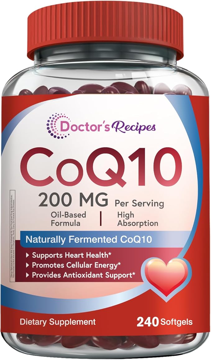 Doctor's Recipes CoQ10 200mg + Vitamin B Complex Bundle High Absorption Coenzyme Q10 with Olive Oil &amp Complete B Vitamins Energy Metabolism &amp Daily Support 300 Total Capsules