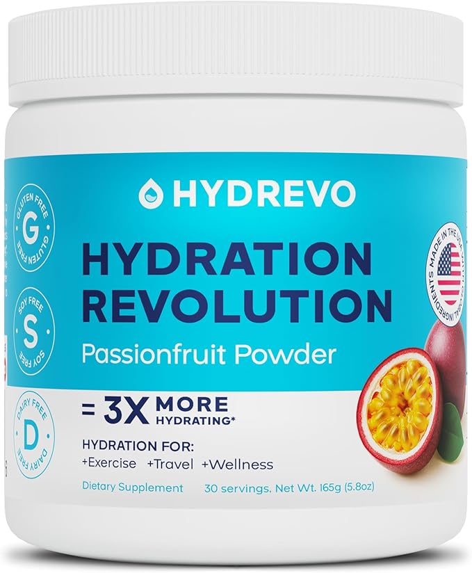 Electrolyte Powder with Amino Acids Drink Mix | Sugar Free Passionfruit 30 Servings | High Potassium Magnesium | Keto Friendly Non-GMO | Hydration Powder Hydration Revolution