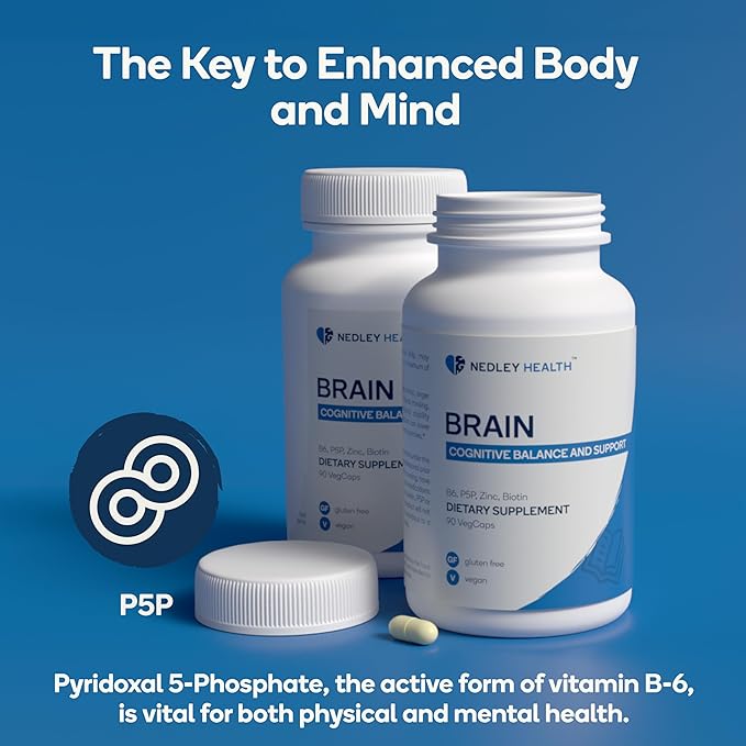 Brain - Balanced Neurotransmitter Support Supplement - Zinc B6 Biotin for Cognitive Function - 90 Veggie Capsules (Brain)
