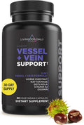 Livingood Daily Vessel &amp Vein Support Circulation &amp Vein Support Supplement with Diosmin Horse Chestnut Nattokinase Gotu Kola &amp Vitamin K2 Vascular &amp Vein Health Formula Gluten F