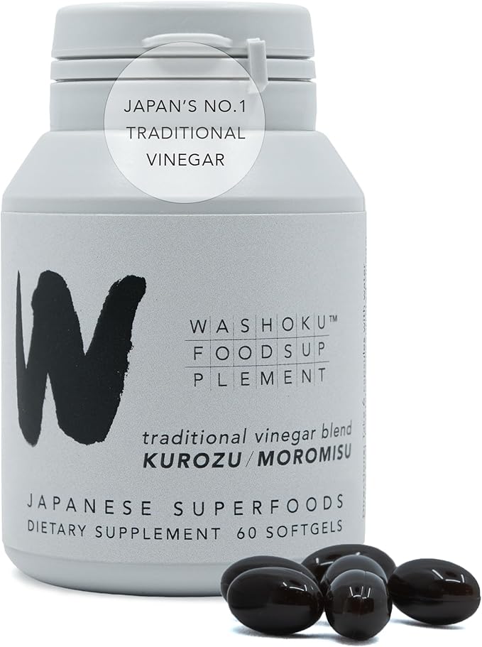 Japanese Longevity Supplement | Black Vinegar (Kurozu) &amp Okinawa Fermented Rice Extract (Moromisu) | Supports Energy Healthy Aging &amp Overnight Recovery | 10 Servings (60 Softgels) | Trial Siz