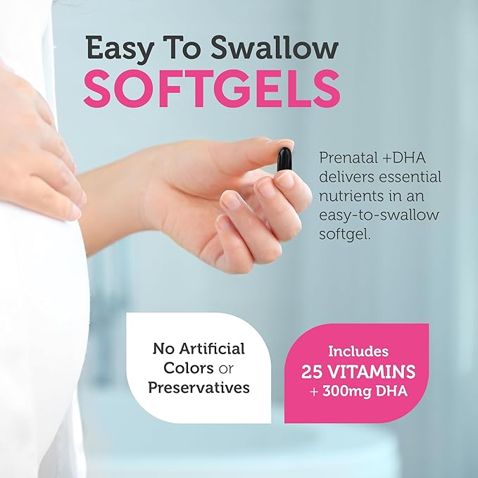 Zahler Prenatal Vitamin with DHA &amp Folate - DHA Supplements &amp Prenatal Multivitamin for Mother and Child - Kosher Prenatal DHA Prenatal Vitamins with Iron Pre Natal Softgels (180 Count (Pack