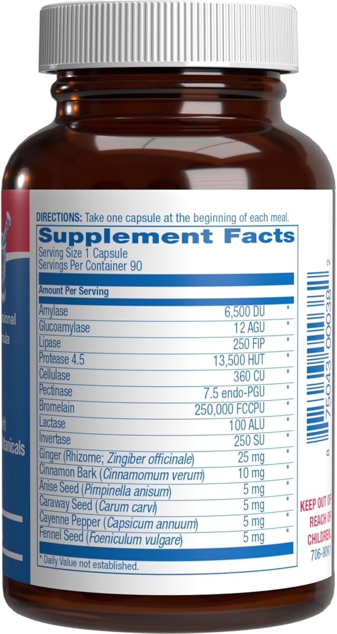 Plant Based Multi Digestive Enzymes Supplement - Clinically Formulated Digestion Supplement with Soothing Herbs and Enzymes for Women and Men for Protein Carb &amp Fat Digestive Complete (90ct)