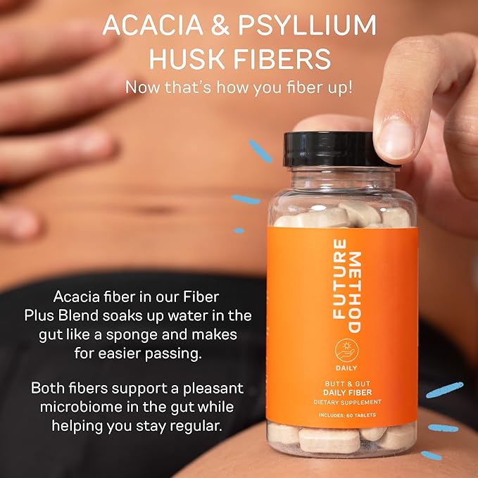 FUTURE METHOD Fiber Supplement Acacia and Psyllium Husk Fiber Pills for Digestion (60ct)