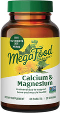 MegaFood Calcium Magnesium Supplement - Supports Bone Health &amp Heart Health - Magnesium Calcium Supplements for Women and Men - Non-GMO - 60 Tablets (20 Servings)