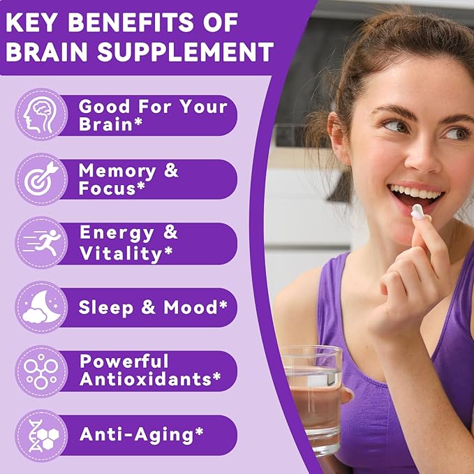 Brain Supplements for Memory and Focus 11 in 1 Brain Supplement with NAC B12 L-Theanine Bacopa Monnieri &amp More - for Brain Cognitive Mental Clarity &amp Concentration - Vegan 30 Caps(30 Se