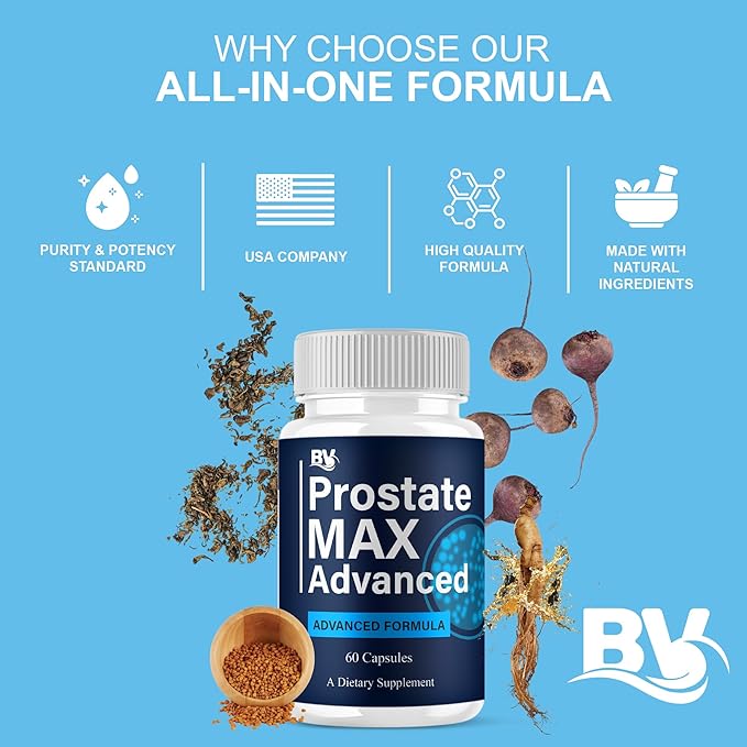 BLUE VIBE Prostate Max Advanced Capsules Prostate Max Maximum Strength Prostate Support and Advanced Overall Health Multivitamin Supplement ProstateMax Daily Support (2 Pack - 120 Capsules)