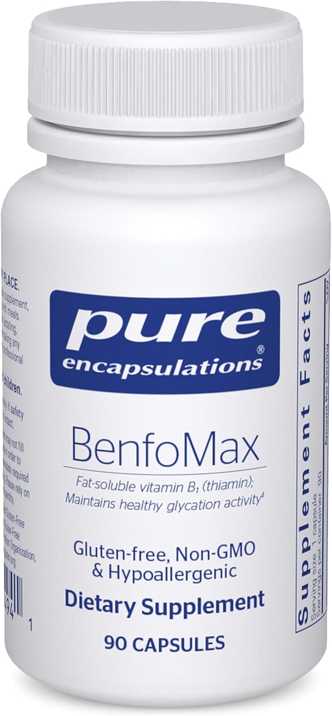 Pure Encapsulations BenfoMax 90's - 200 mg Benfotiamine - Vitamin B1 Thiamin Supplement - Supports Heart &amp Metabolism Health - Vegan &amp Non-GMO - 90 Capsules