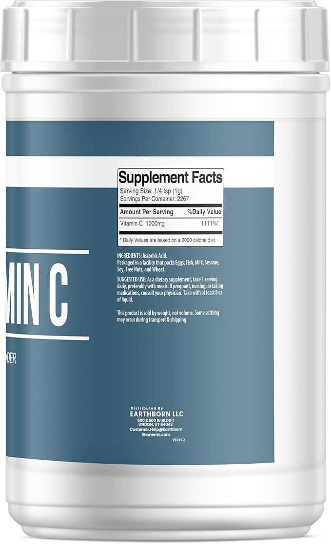 Earthborn Elements Vitamin C Powder 5 lb Ascorbic Acid Dietary Supplement