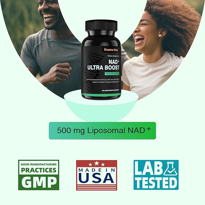 Liposomal NAD+ with Resveratrol - NMNH Supplement Alternative - High Purity NAD Supplement for Anti-Aging Energy Focus - 60 Capsules