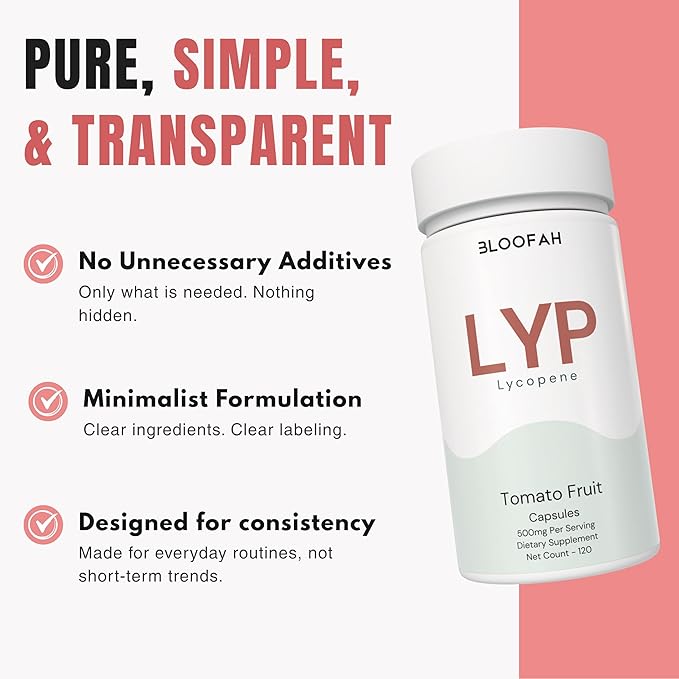 Lycopene Supplement Capsules 500mg – Tomato Fruit Powder with Natural Lycopene for Antioxidant &amp Daily Wellness Support | Gluten Free Non-GMO (120 Count (Pack of 1))