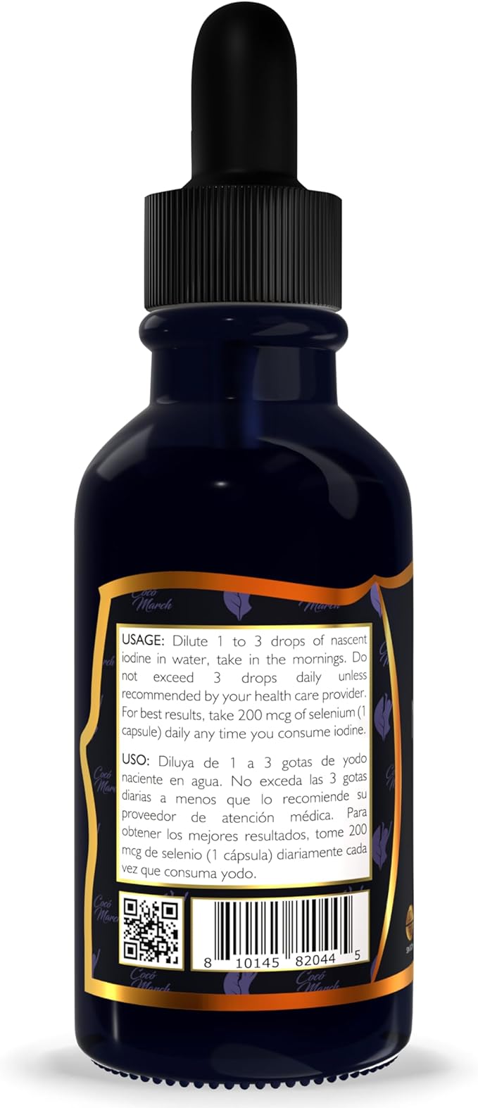 Cocó March N.M.D Nascent-Magnetized Iodine High Concentration Thyroid &amp Metabolism Support Gluten Free Keto Friendly Dairy Free Soy Free GMO Free 1050 mcg Per Serving 1 Fl Oz - 500 Serving