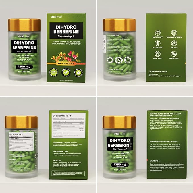 Dihydroberberine Supplement - Dehydro Berberine Organic - Super Berberine Supplement with Ceylon Cinnamon &amp R Alpha Lipoic Acid &amp Apigenin - Hydroberberine 480 caps (4 Packs)