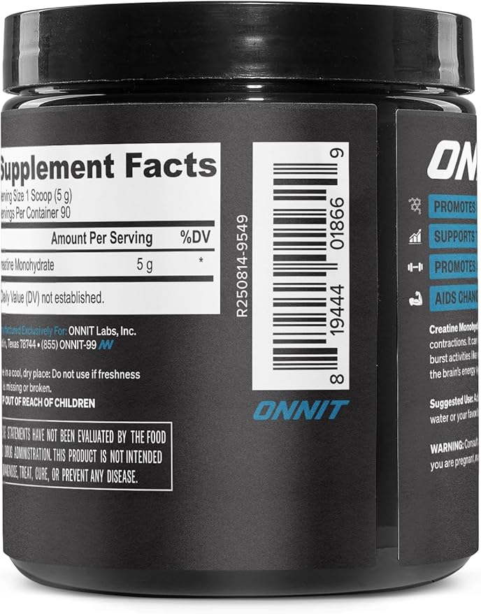 ONNIT Creatine Monohydrate Powder – Unflavored 90-Serving Value Size – Supports Strength Lean Muscle and Brain Energy† – Keto Friendly No Fillers 90 Servings 15.29 oz