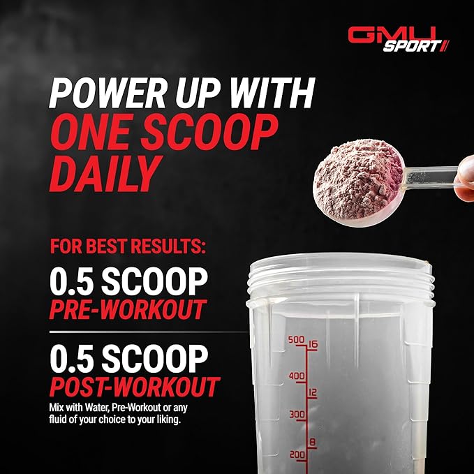 GMU SPORT Creatine HMB Powder – 45 Servings – 5g Creatine Monohydrate + 3g HMB + Piperine – Muscle Growth Strength &amp Recovery – Fruit Punch