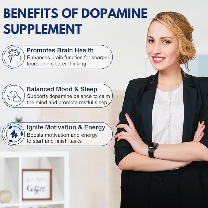 Dopamine Supplement – Supports Mood Focus Sleep &amp Motivation – 650mg L-Tyrosine &amp B Vitamins – Dopamine Booster for Adults – 90 Capsules