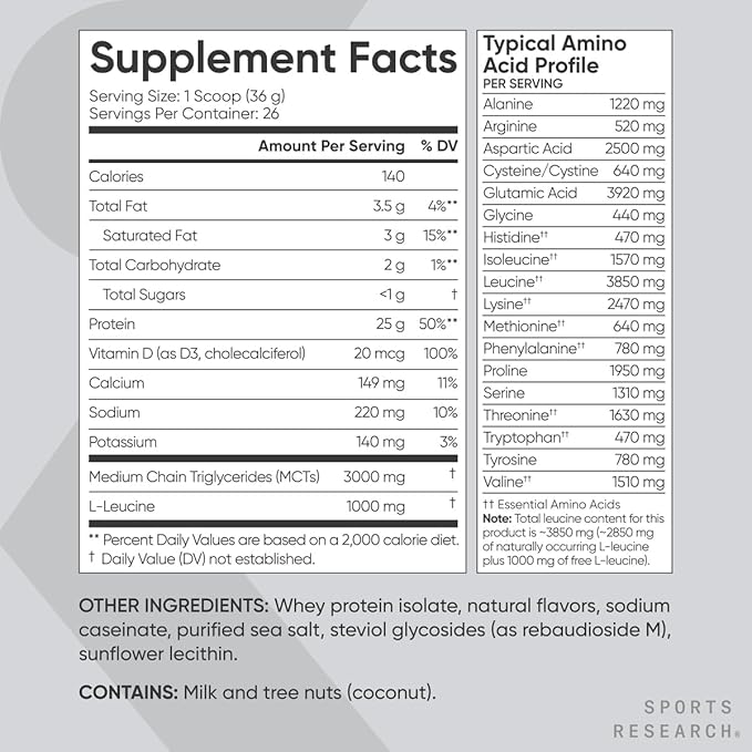 Sports Research L-Glutamine (100 Servings) Sugar-Free &amp Naturally Flavored Hydrate Electrolytes (16x Variety Pack) and Vanilla Flavored Whey Protein Isolate (26 Servings)