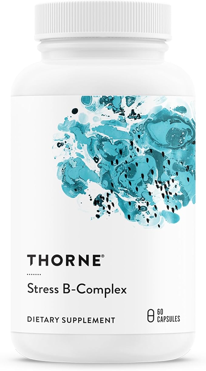 THORNE - Stress B-Complex - Vitamins B2 B6 B12 &amp Folate in Highly-Absorbable and Active Forms - Extra Vitamin B5 for Adrenal Support Stress Management &amp Immune Function* - 60 Servings