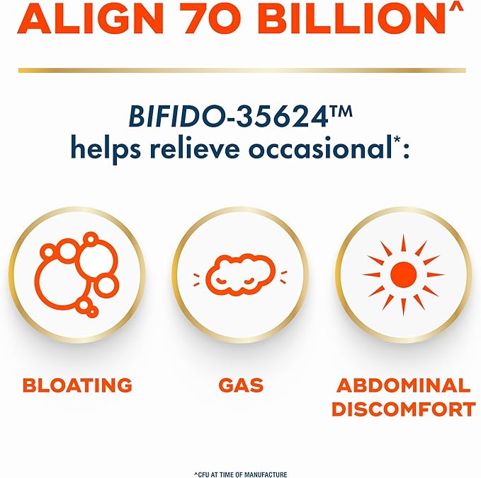 Align Probiotic 70 Billion CFU 6 Strain Blend Probiotics for Women and Men Daily Probiotics for Digestive Health Helps Relieve Occasional Bloating &amp Gas 30 Capsules