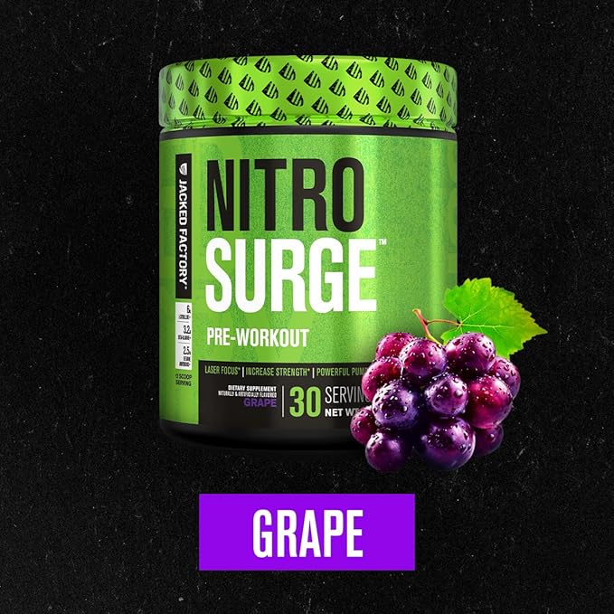 Jacked Factory Nitrosurge Pre-Workout in Grape &amp Creatine Monohydrate for Men &amp Women