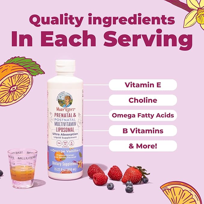 MaryRuth Organics Prenatal &amp Postnatal Multivitamin for Women | Sugar Free | Formulated for Pre-Conception Pregnancy &amp Nursing | Prenatal Vitamins | Vegan | Non-GMO | Gluten Free | 30 Serving