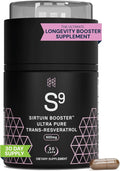 HPN S(9) Sirtuin Booster Ultra Pure Trans Resveratrol Healthy Aging Antioxidant Supplement High Performance Nutrition 30 Capsules