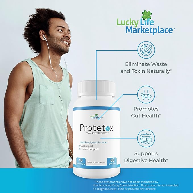 Protetox Max Probiotic - Premium Probiotic Formula - Help Reduce Gut Bloat &amp Support Digestive Health - Natural Immune Support - Best Probiotics for Men &amp Women Pack of 1