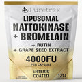 Liposomal Nattokinase 4000 FU + Bromelain 200mg with Rutin + Grape Seed Extract Enteric Coated Capsules Circulation &amp Cardiovascular Support Supplement Non GMO Made in UK 120 Capsules