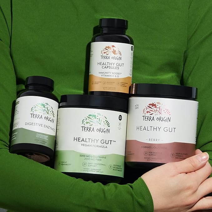 Healthy Gut Vegan Formula | with L-Glutamine and Clinically Proven ingredients | Supports Gut Permeability gastrointestinal Support Helps Alleviate Stomach discomfort and Boost Immunity*