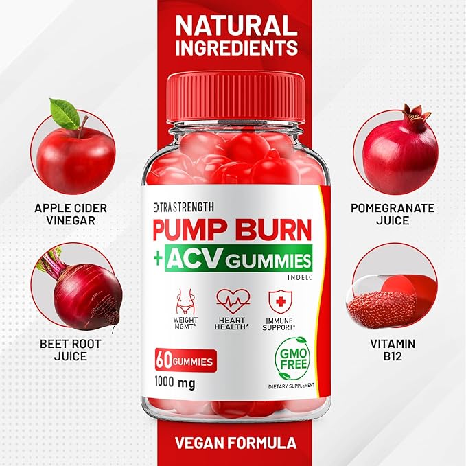 Pump Burn Keto ACV Gummies - Keto Pump Burn Gummies Reviews Pump Burn Keto + ACV Gummies for Weight Management B12 Burn Pump Advanced 1000mg Formula (1 Pack - 60 Gummies)
