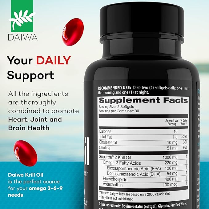 Daiwa Peak Immune 4 - Natural Immune System Booster + Daiwa Krill Oil – Omega 3 Krill Oil Capsules