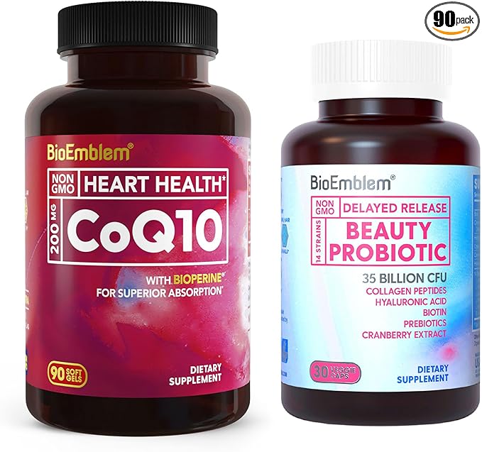 BioEmblem Beauty Probiotics for Women and CoQ10 with BioPerine 90 Count