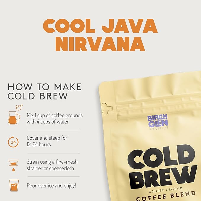 Birch Glen Roasters Cold Brew Coffee | Flavored Coarse Ground Coffee | Medium Roast | Artisanal Roasting | 100% Arabica |1 LB Bag | Tiramisu