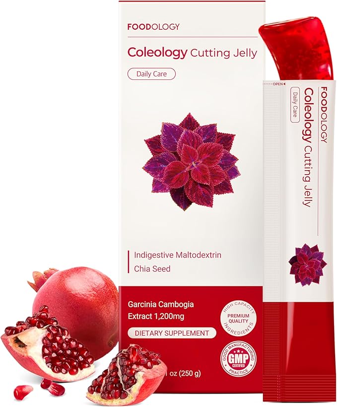 FOODOLOGY Coleology Cutting Stick Jelly (Pomegranate) – Dietary Fiber Supplement for Healthy Weight Management Chia Seeds &amp Garcinia Cambogia Korean Beauty with Collagen – 10 Sticks