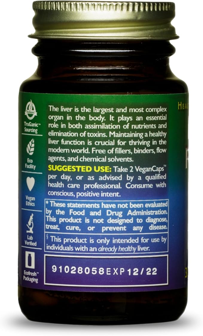 HEALTHFORCE SUPERFOODS Liver Rescue - Natural Liver Cleanse - with Milk Thistle &amp Dandelion Root - Gluten-Free &amp Vegan - 30 Capsules