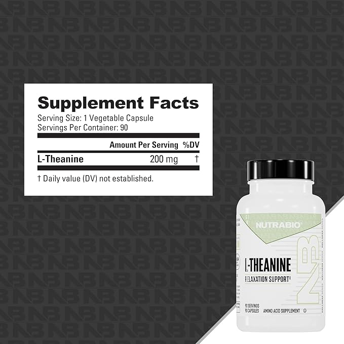 NutraBio L-Theanine Supplement 200mg - May Help Promote and Support Relaxation 90 Capsules