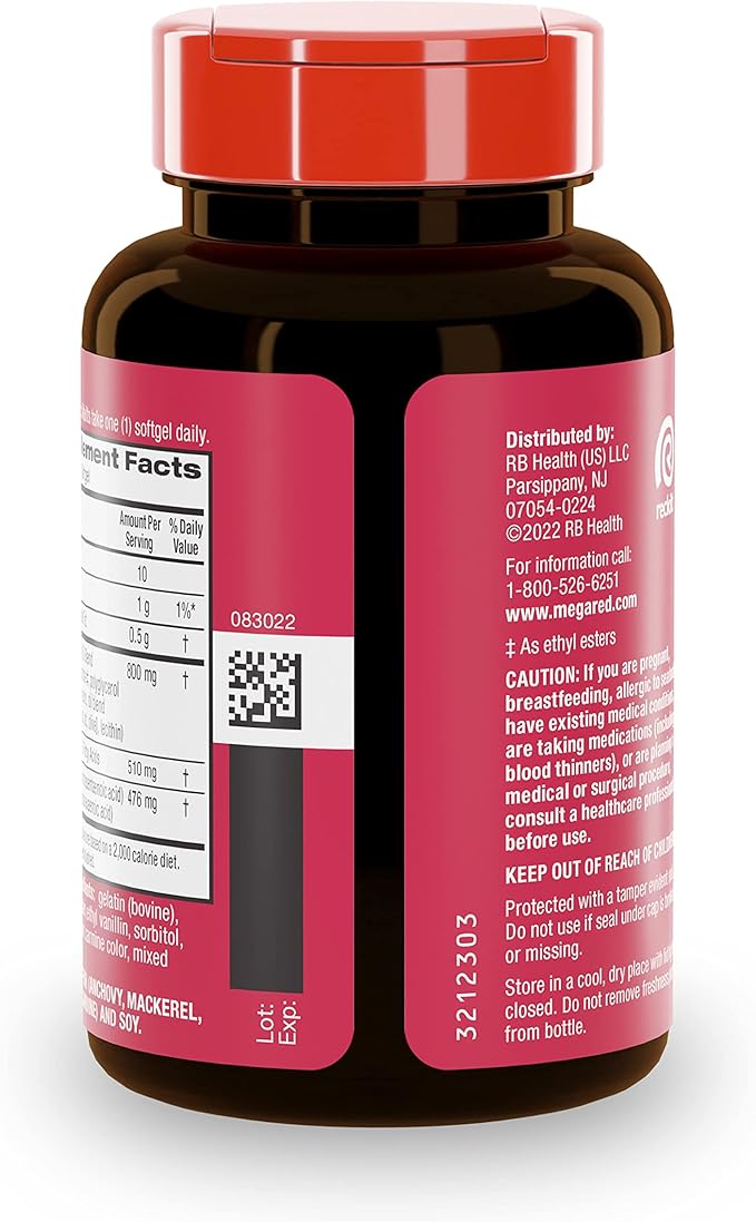 MegaRed Advanced 6X Absorption Softgels - Omega-3 Fish Oil Supplement 800mg (80 Count in A Box) EPA DHA Fish Oil Supports Heart Brain Joints &amp Eyes