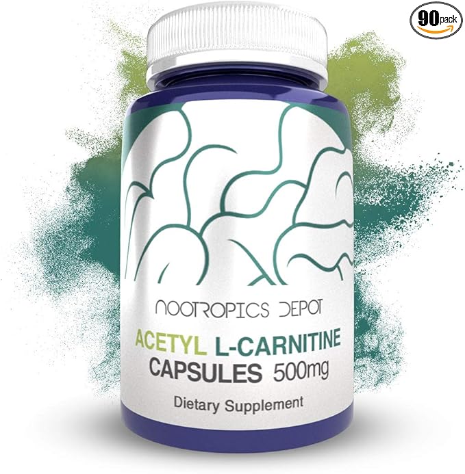 Nootropics Depot Acetyl L-Carnitine Capsules | 500mg | 90 Count | HCL Form | Energy Supplement | Supports Mitochondrial Function | ALCAR HCL