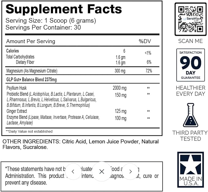 Health GLP Gut+ Balance | Digestive Support for GLP-1 Users | 30 Servings Citrus Splash