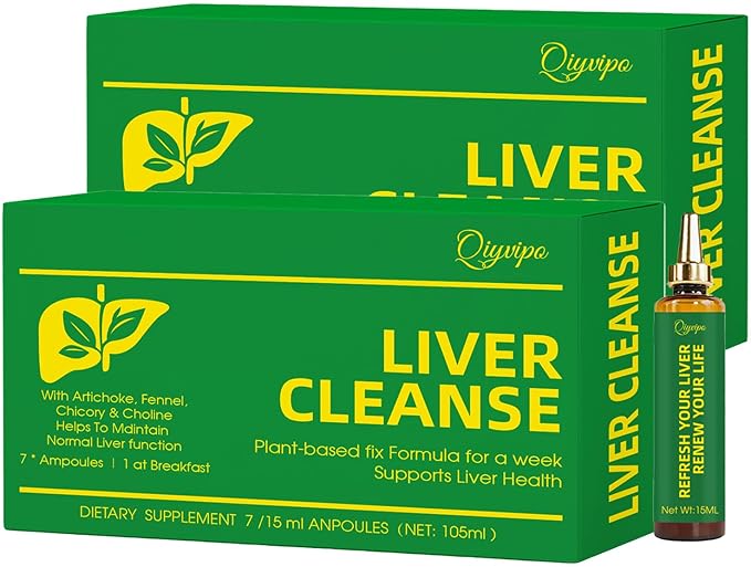 Liver Detox Ampoules - Liver Cleanse Detox &amp Repair with 11 Key Ingredients Metabolic Boost Digestive Ease - Green Apple Flavor Take 1 Ampule Per Day (2)
