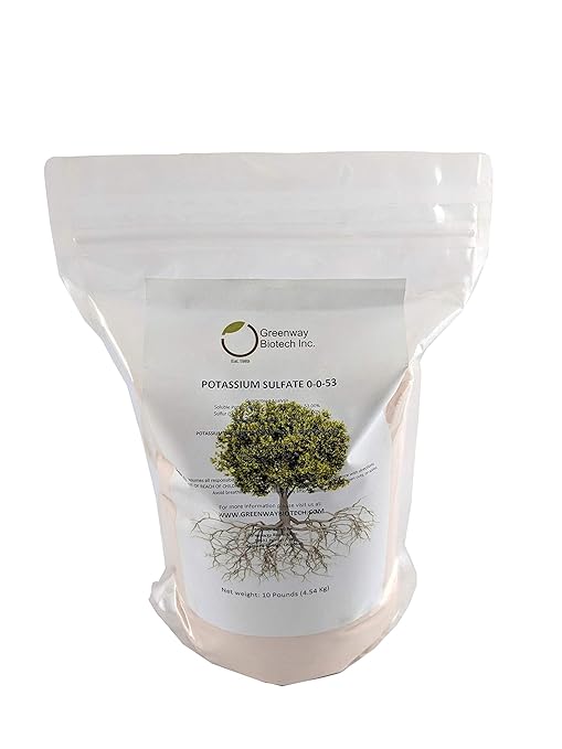Potassium Sulfate 0-0-53 Plus 18% Sulfur 100% Water SolubleGreenway Biotech Brand 10 pounds