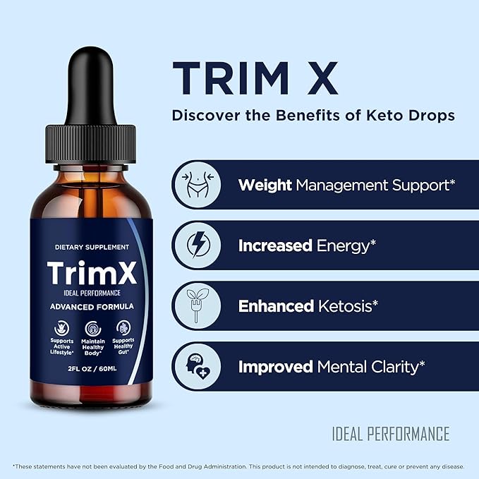 TrimX Drops Official Trim X Supplement Droppers - Maximum Strength All Natural Keto Liquid Droppers Advanced Formula Sustain Active Lifestyle &amp Fitness Goals Premium TrimX Drops Reviews (5 Pac