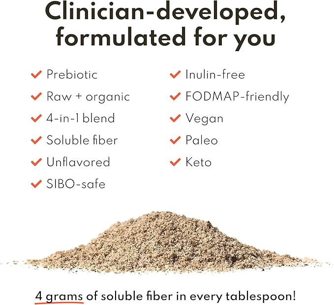 Daily Fix Organic Soluble Fiber Supplement for Digestive Gut Health Gluten Free Vegan Soluble Prebiotic Powder One Month Supply