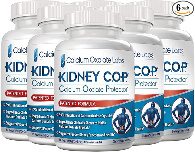 KIDNEY C.O.P. Calcium Oxalate Protector 120 Capsules Kidney Support for Calcium Oxalate Crystals Helps Stops Recurrence of Stones Stronger Than Chanca Piedra Stone Breaker Supplements 6 Pack
