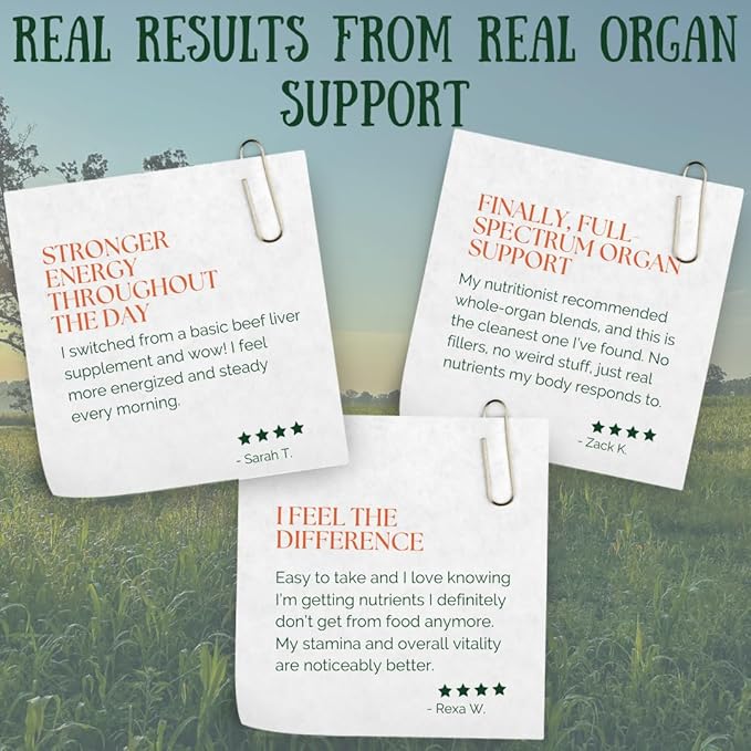 Beef Liver+ – Regenerative Organic Certified Grass-Fed Liver Supplement – Natural Source of Iron Vitamin A &amp B12 – Supports Energy Detox &amp Metabolic Health – 90 Capsules