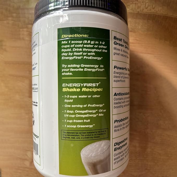 EnergyFirst Energize and Detoxify Greenergy Organic Superfood Powder - Vegan Gluten-Free Sugar-Free Non-GMO - 30 Servings for Daily Energy &amp Immunity Boost!