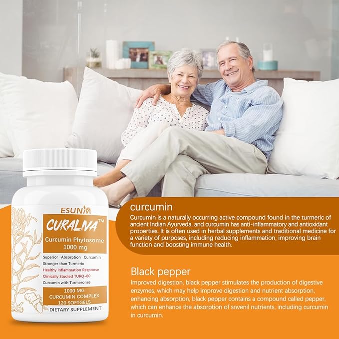 CURALIVA - Curcumin Phytosome 1000 mg - Clinically Studied High Absorption Curcumin Complex - Supports Health in Joints GI Tract LiverMuscles &amp Immune Health Support - 120 Capsules - 60 Serving