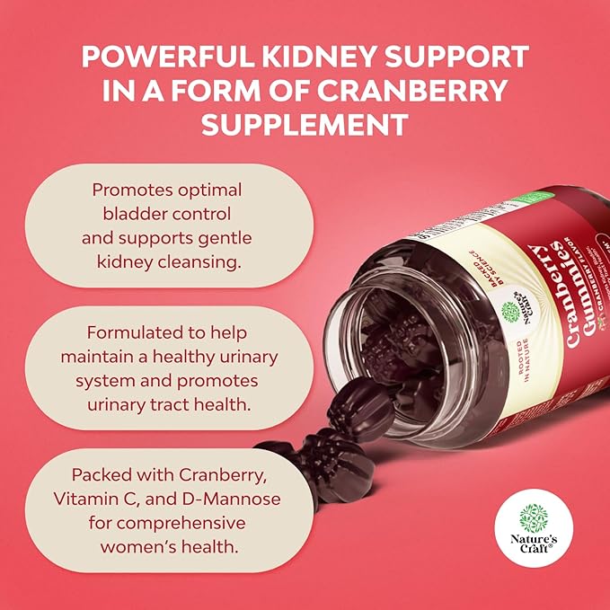 Bundle of Plant Based Omega 3 Gummies for Kids and Natural Cranberry Gummies for Women and Men - for Vision Immunity and Focus Support - for Urinary Tract Health Kidney Support Bladder and Immunity