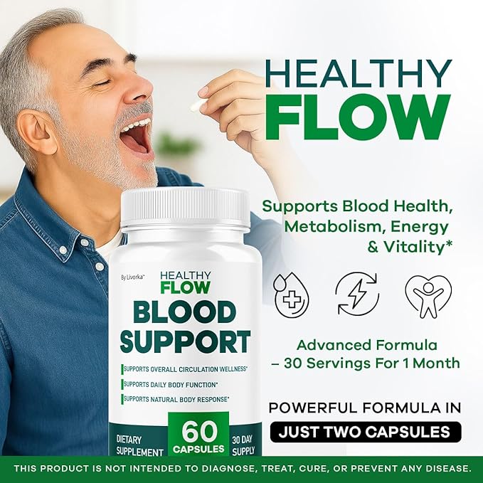 (2 Pack) Healthy Flow Blood Support - HealthyFlow Support Supplement Capsules Daily Premium Advanced Formula Pills - Maximum Strength Vitamins for Overall Health &amp Wellness 120 Capsules for 2 Mo